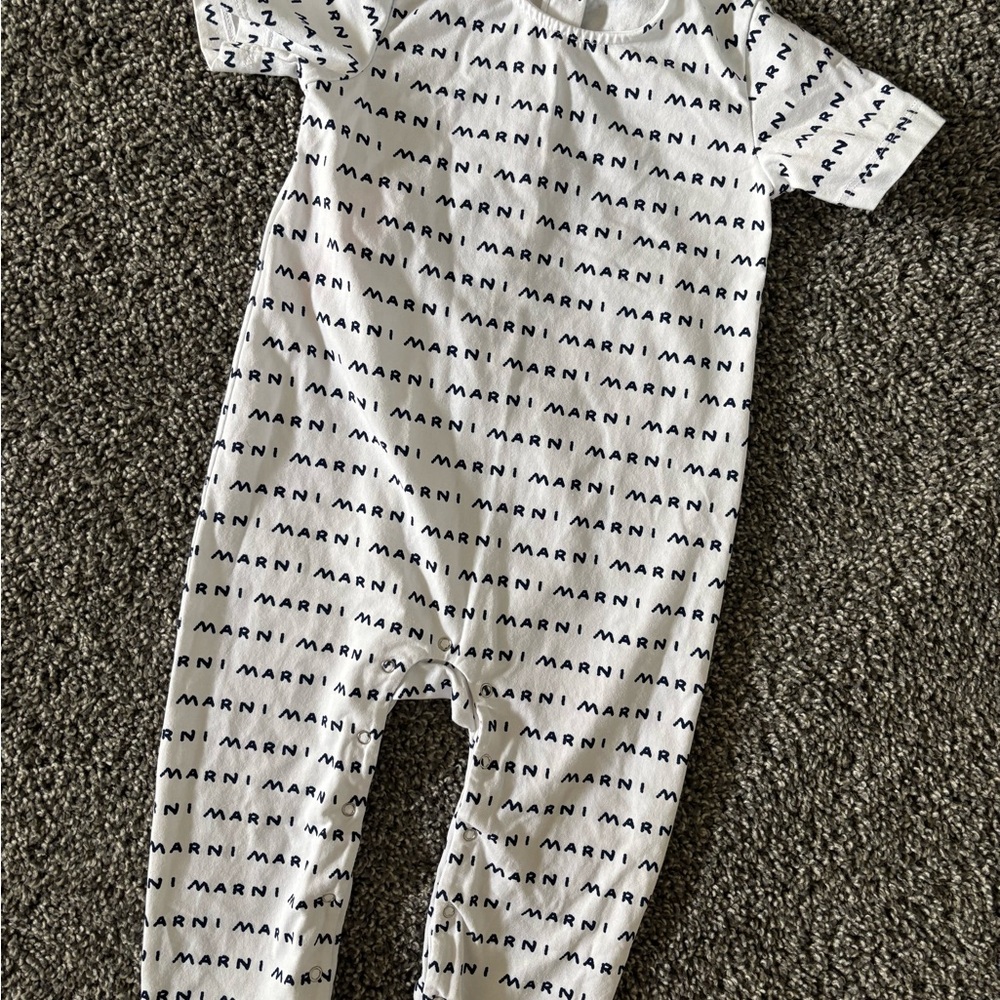 Marni White and Black Logo Jumpsuit